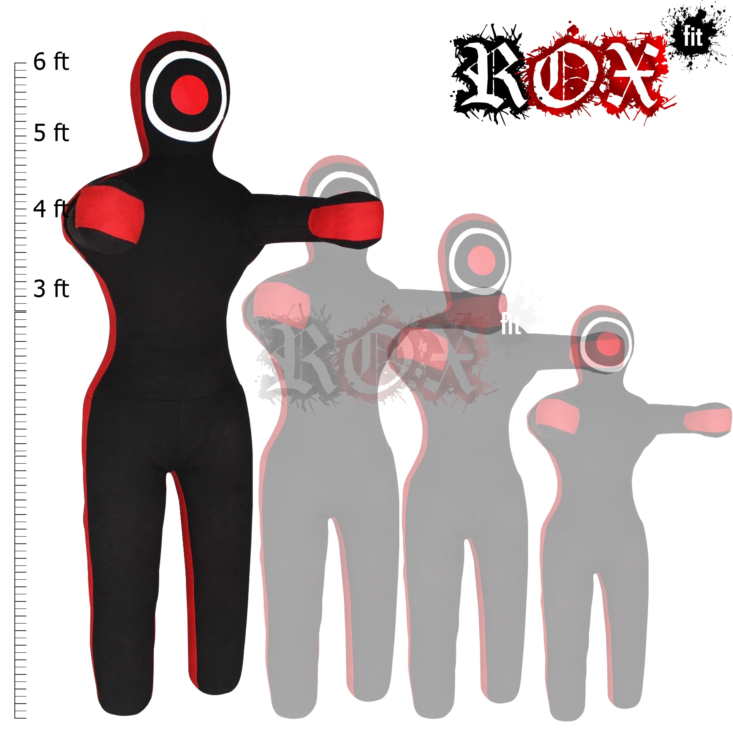Grappling Dummy Throwing Style MMA Dummy Black Red Heavy Duty Fabric